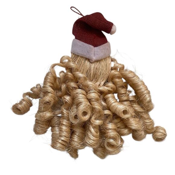 Vintage Folk Art Paper Mache Santa Head Curly Beard Door/Wall Hanging Christmas - Picture 6 of 10